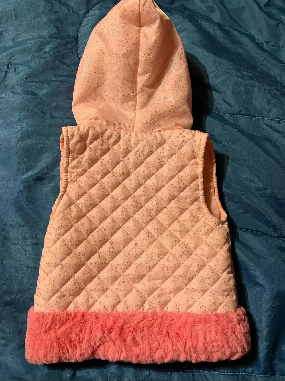 Girls' 2T Pink Quilted Hooded Vest with Faux Fur Trim by Little Lass